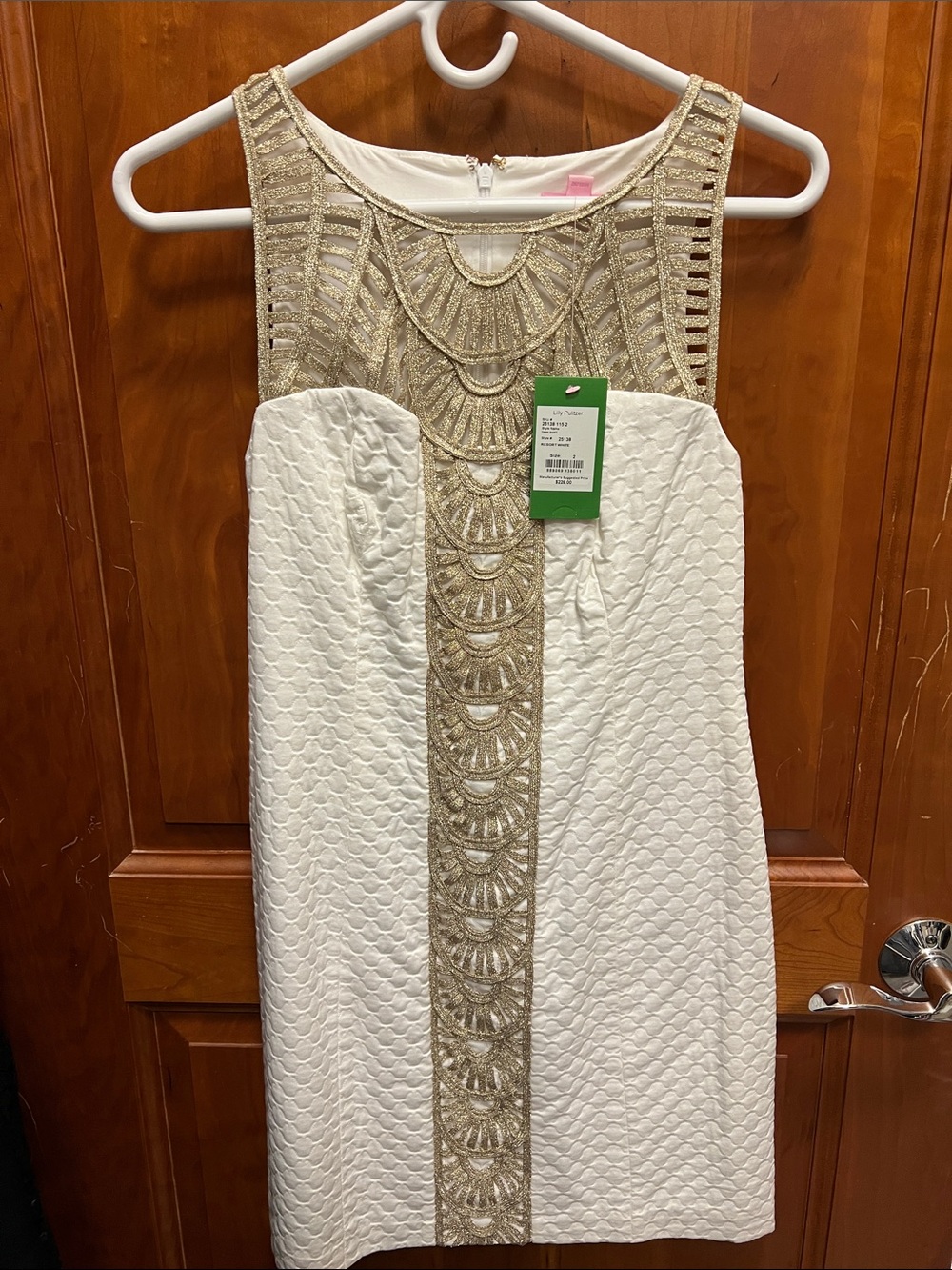 Lilly Pulitzer White Tana Dress with Gold Embellishment